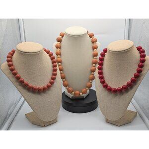 3 Beaded Fall Color Vintage Necklaces – Bundle of Statement Necklaces – Autumn J